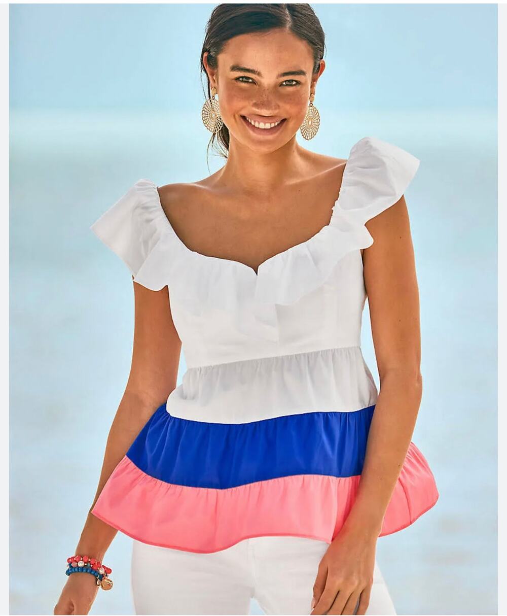 Lilly Pulitzer Emie Ruffle Top Women's Clothing Size 6 White